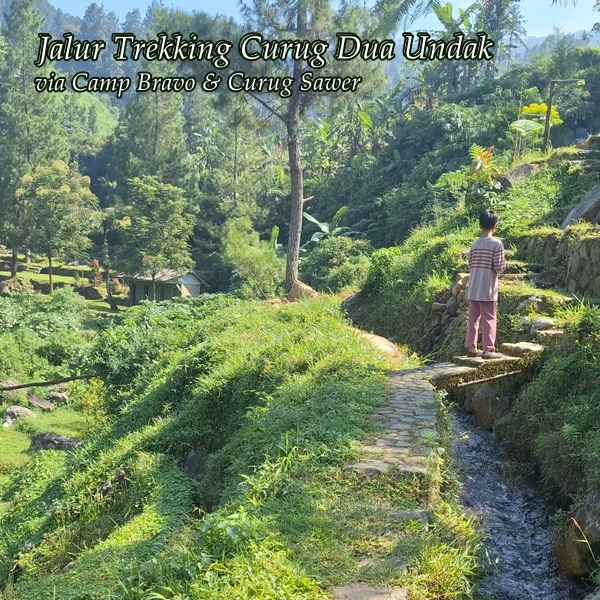 jalur trekking curug dua undak via camp bravo dan curug sawer cidahu